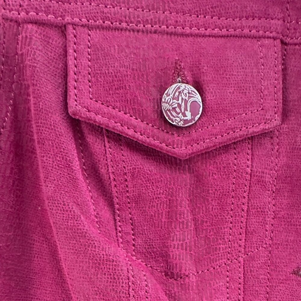 Blink by DANIER Pink Reptile-Texture Genuine Leather Jacket – S/M - Picture 8 of 9